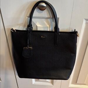 Lauren Ralph Lauren Andover Tote In Black Pebbled